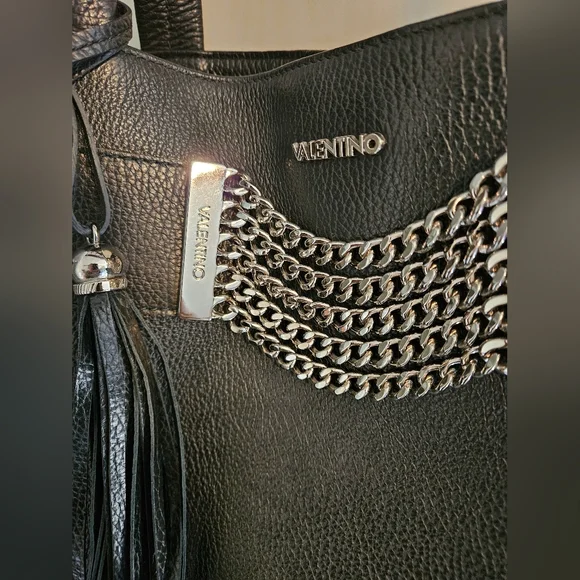 Valentino By Mario Valentino Black Leather Tote Bag - Picture 4 of 14